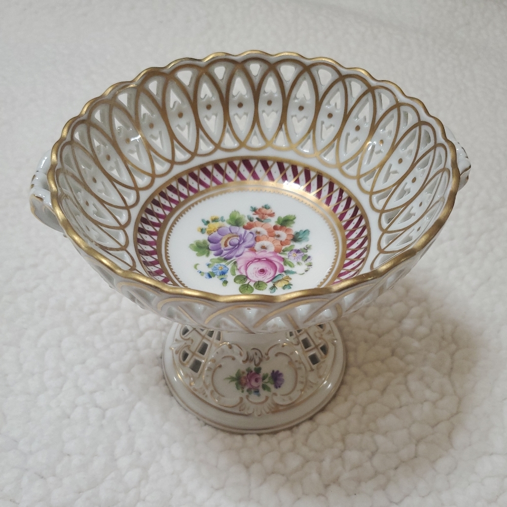 Vintage Dresden Reticulated Bowl/Basket